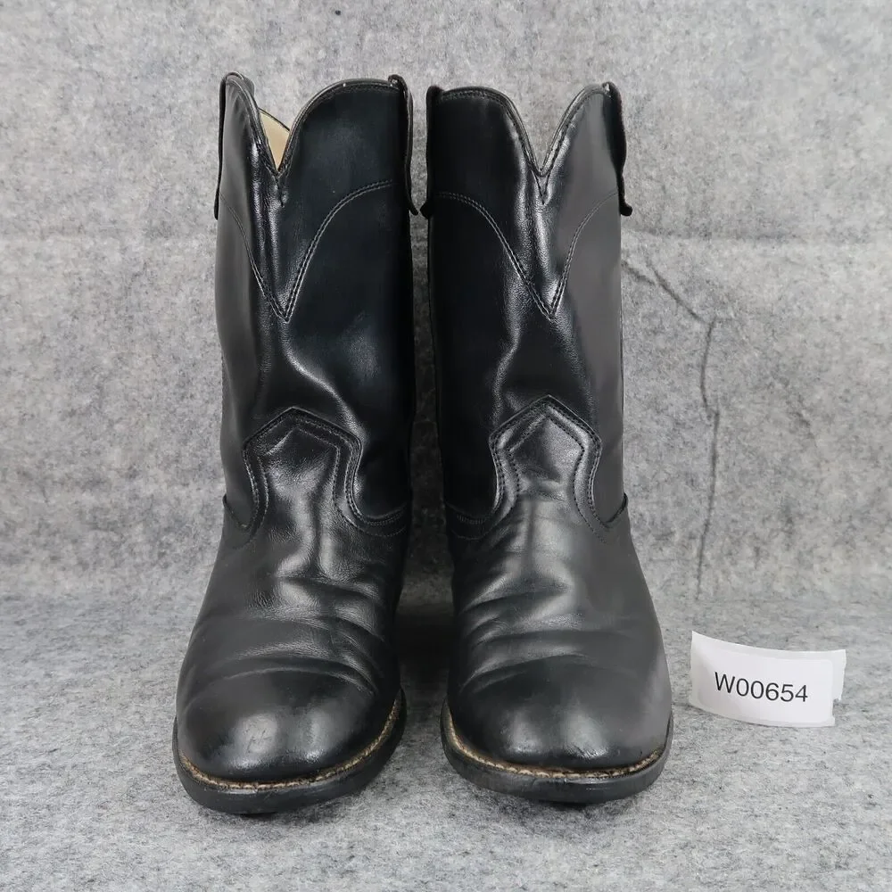 Laredo Boots Kids 5 Western Cowboy Roper Vintage Leather Black Round Toe Classic